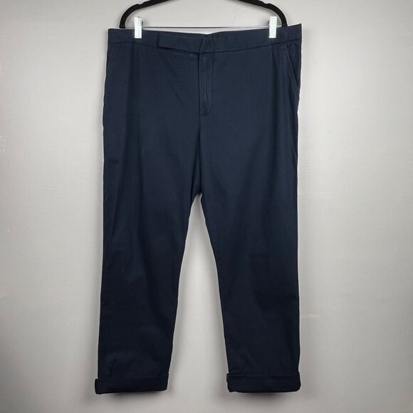 Gap Women's Navy Blue 100% Cotton Flat Front Chino Pants Size 16 - Picture 1 of 7